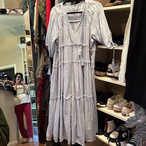 Free People Cotton Dress with Smocking & Tassel Details